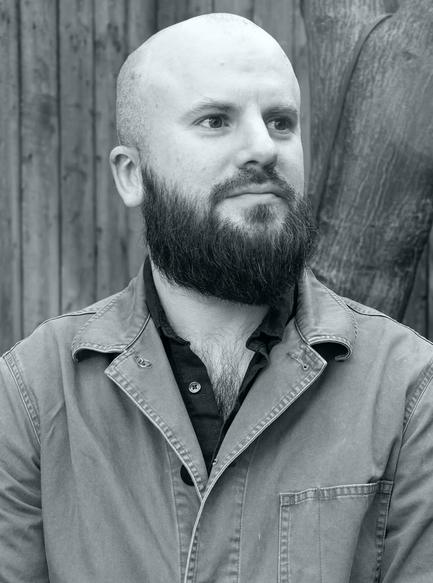 Black-and-white portrait of Brian White